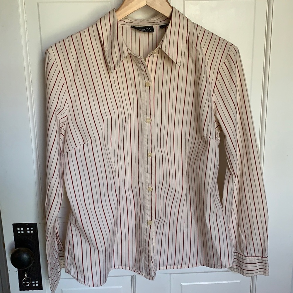 Striped button down long sleeved blouse